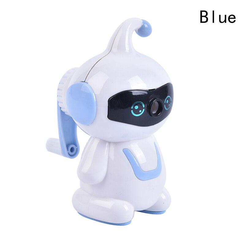 1pc Cute Cartoon Hand-cranked pencil sharpener Chic Student Stationery Robot Style Pencil Sharpener: BL
