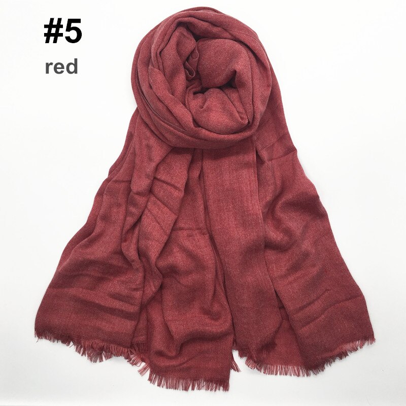 1PC Festival écharpe plaine foulards et châle frange hiver écharpe doux musulman imprimer hijab solide pashmina enveloppement 12 couleur: color 5
