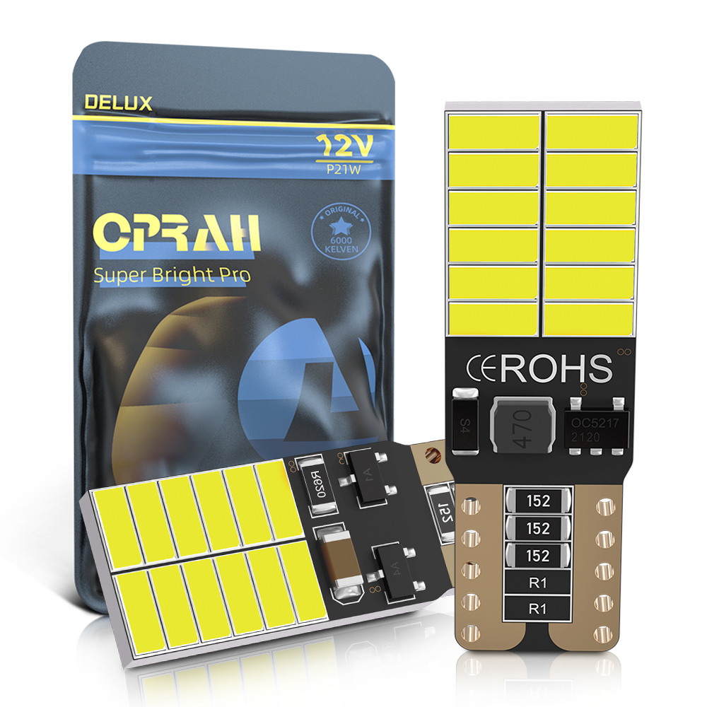 Bombilla LED para coche, luz de señal Canbus, 5 W5, T10, W5W, lámparas de marcha atrás lateral de cuña, 4014, 24 SMD, sin error, blanco, 12V, 6000K, 2 uds.