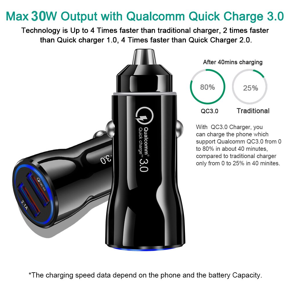 Olaf Quick Charge 3.0 Usb Car Charger 3.1A Metalen Auto-Oplader Mobiele Telefoon Auto Usb Lader Auto Charge 2 poort Voor Samsung Huawei