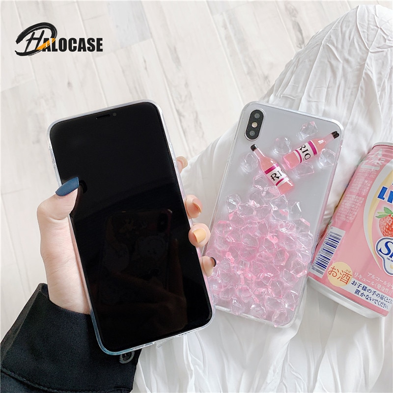 Personality ICE Wine Bottle Funny Pattern Soft TPU Epoxy Phone Case For iPhone 11Pro MAX 6 6S 8 7Plus XS MAX XR XS X Back Cover