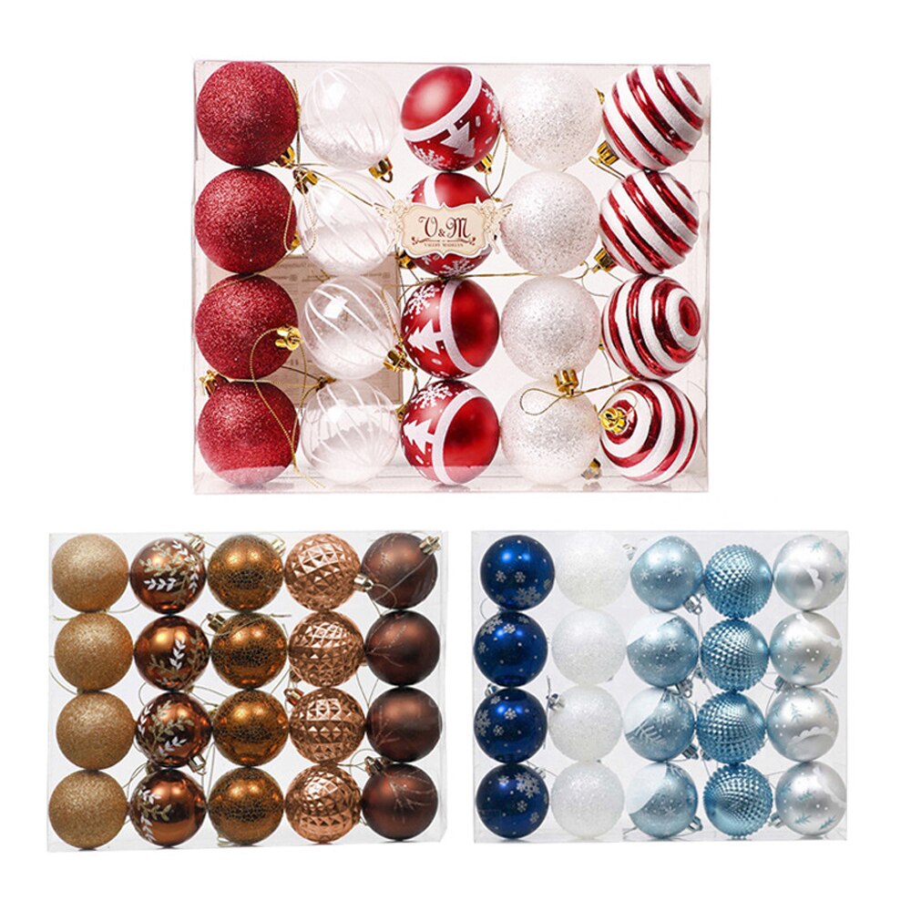 20pcs/set of 6cm golden red blue christmas ball decoration bright ball matt christmas tree hollow ball home decoration