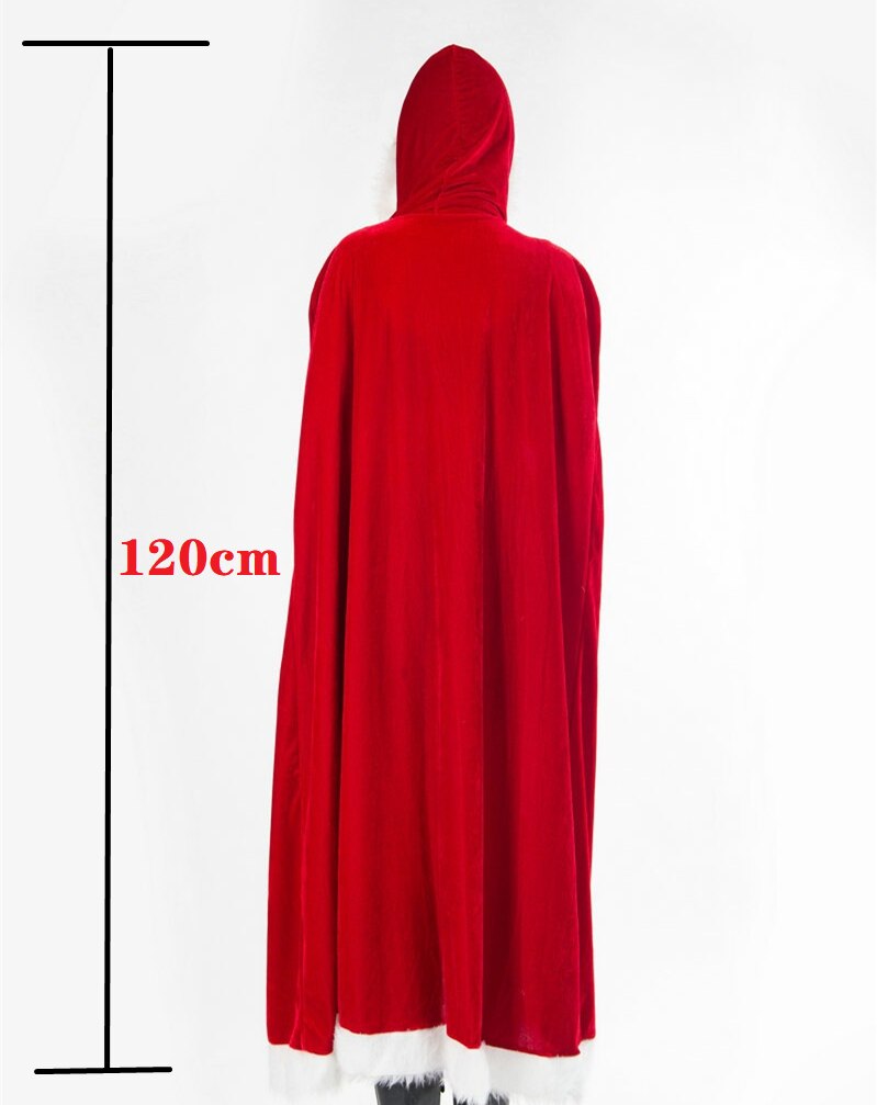 Capa de Navidad para niños, disfraz popular de Papá Noel para adultos, rojo, largo de 100-150cm: 120cm
