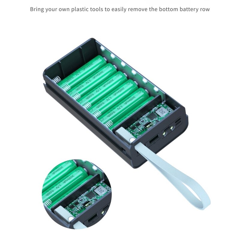 18650 powerbank-hüllen mit zwei usb-anschlüssen, kabellosem ladegerät, akkubox und handy-ersatzteilen