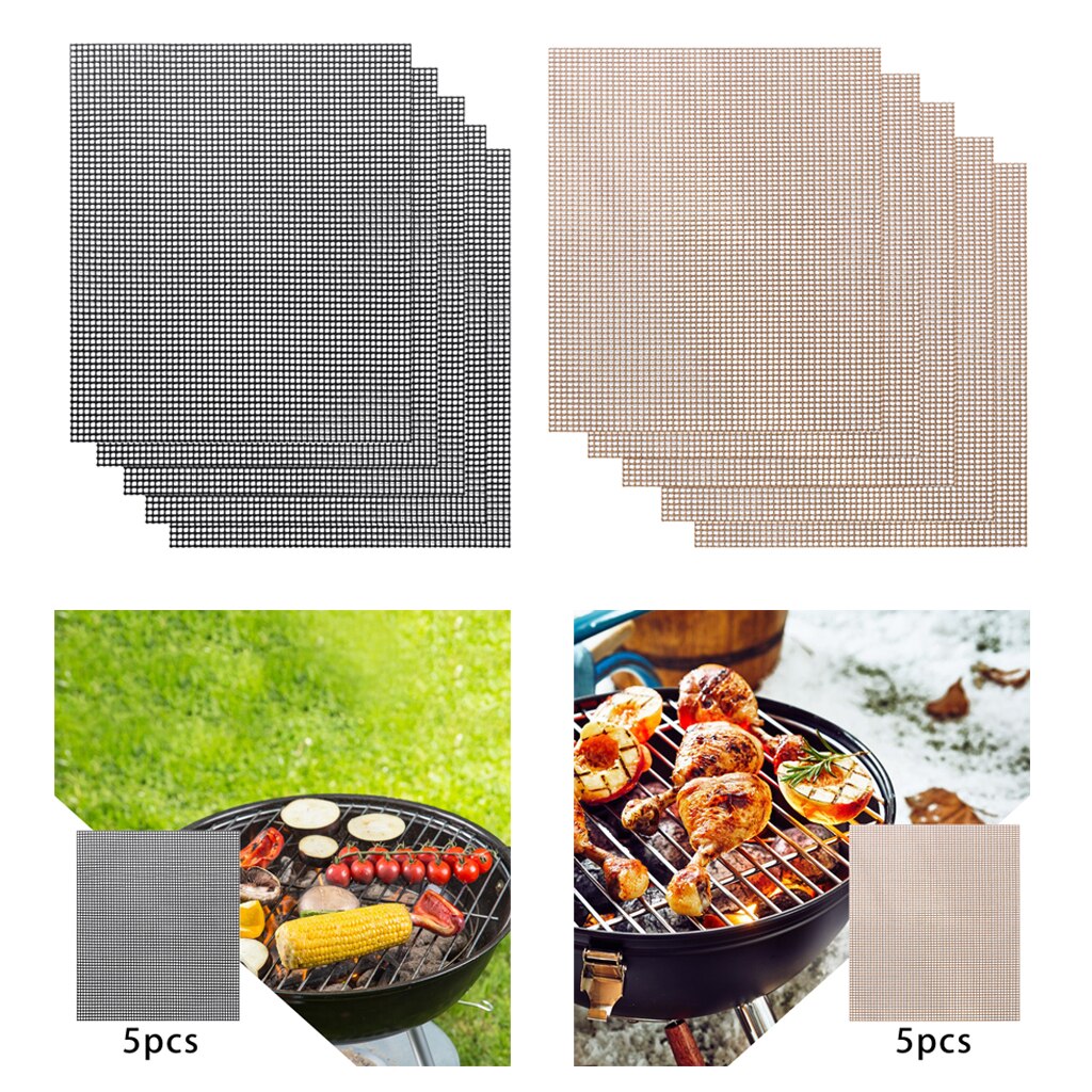 BBQ Grill Mesh Mat Glass Fiber Wire Net Non-Stick Pads Smoker Liner Reusable Sheet Baking Outdoor Activities 15.75x13inches