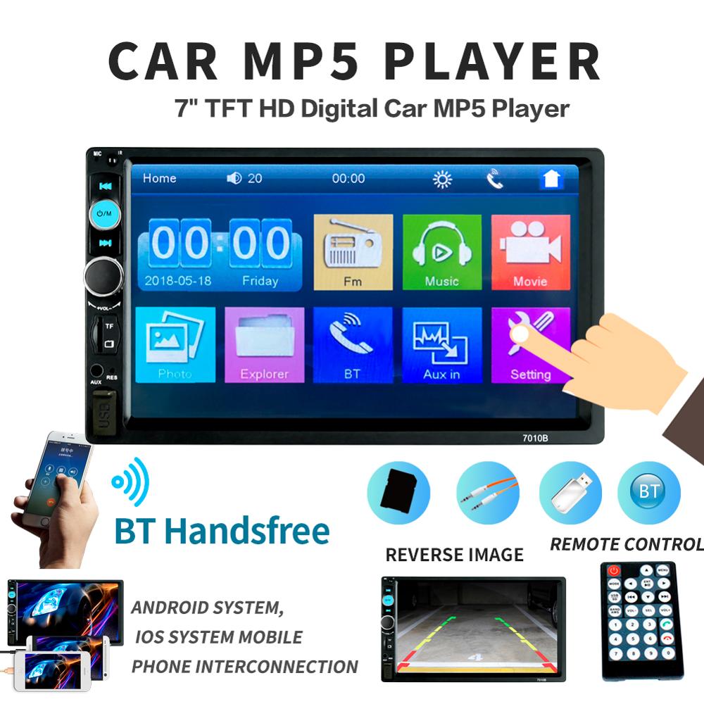 Radio con GPS para coche, de 7 pulgadas reproductor Multimedia con pantalla táctil HD, 2 Din, Audio estéreo, MP5, Bluetooth, USB, TF, FM, cámara 7018b 7012