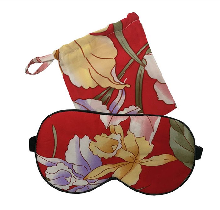 Máscara de seda 100% pura para dormir, mascarilla con patrón Floral combinado, 1 unidad, 100% bolsas de seda con cordón para viaje, ayuda para relajarse, Multicolor, 1 unidad: NO.2