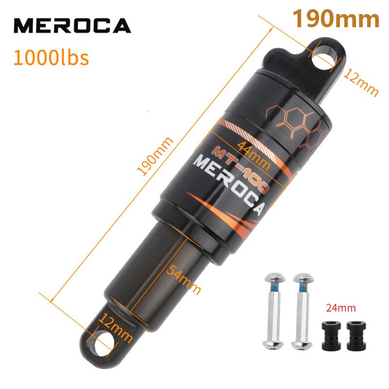 MTB road bike electric scooter E-bike Rear Shock Absorber 125mm 150mm 165mm 190mm RE 750/850/1000LBS Soft Adjustable Suspension: 190mm