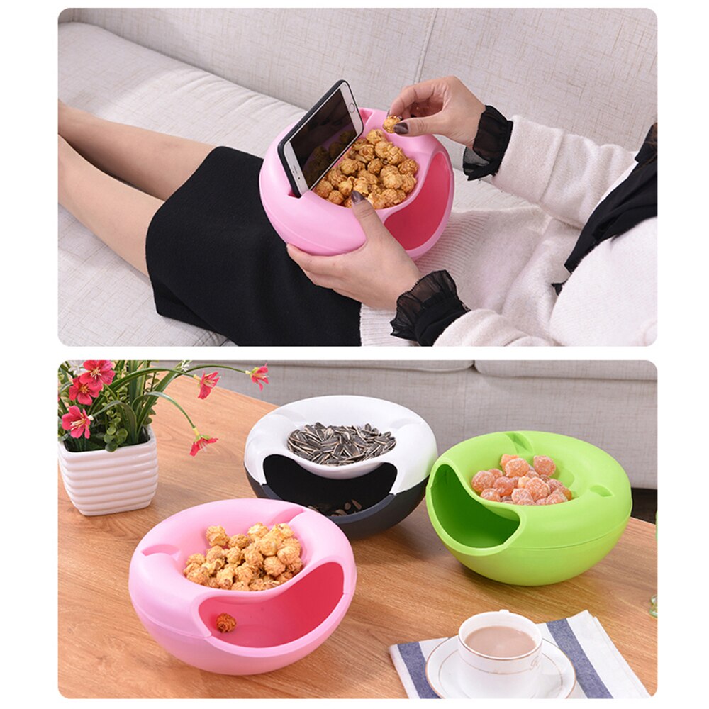 1 Pcs Modern Living Room Shape Lazy Snack Bowl Plastic Double Layers Snack Storage Box Bowl Lazy Fruit Plate Bowl