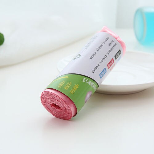 Rubbish Garbage Bin Liners Kitchen Toilet Black Waste Trash Bags Kit With Handle Vest Type Trash BAGS: Pink