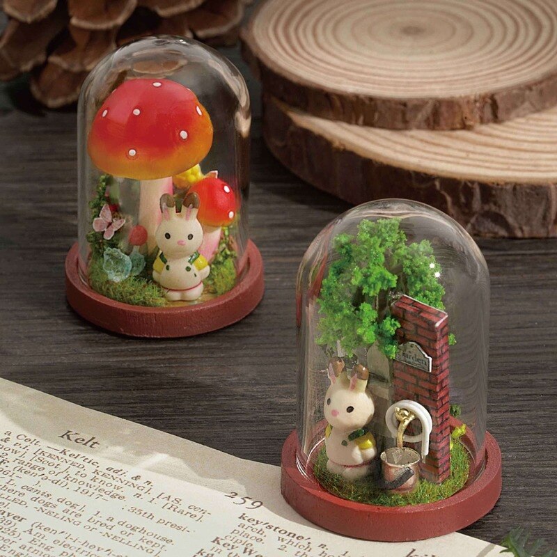 DIY Mini Magical Forest Cafe Of Time DollHouse Handmade Miniature Furniture Model Kit Glass Ball Wooden Doll House Toys Crafts