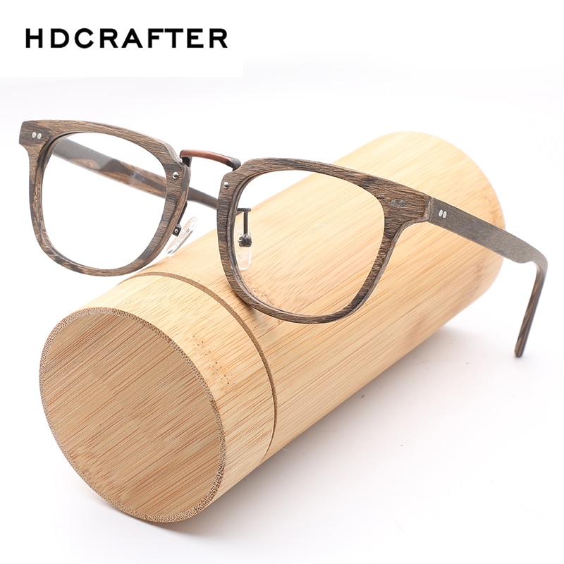 HDCRAFTER-montures de lunettes de Prescription, Grain de bois, monture optique pour myopie, avec lentille transparente, pour hommes et femmes, montures pour lunettes