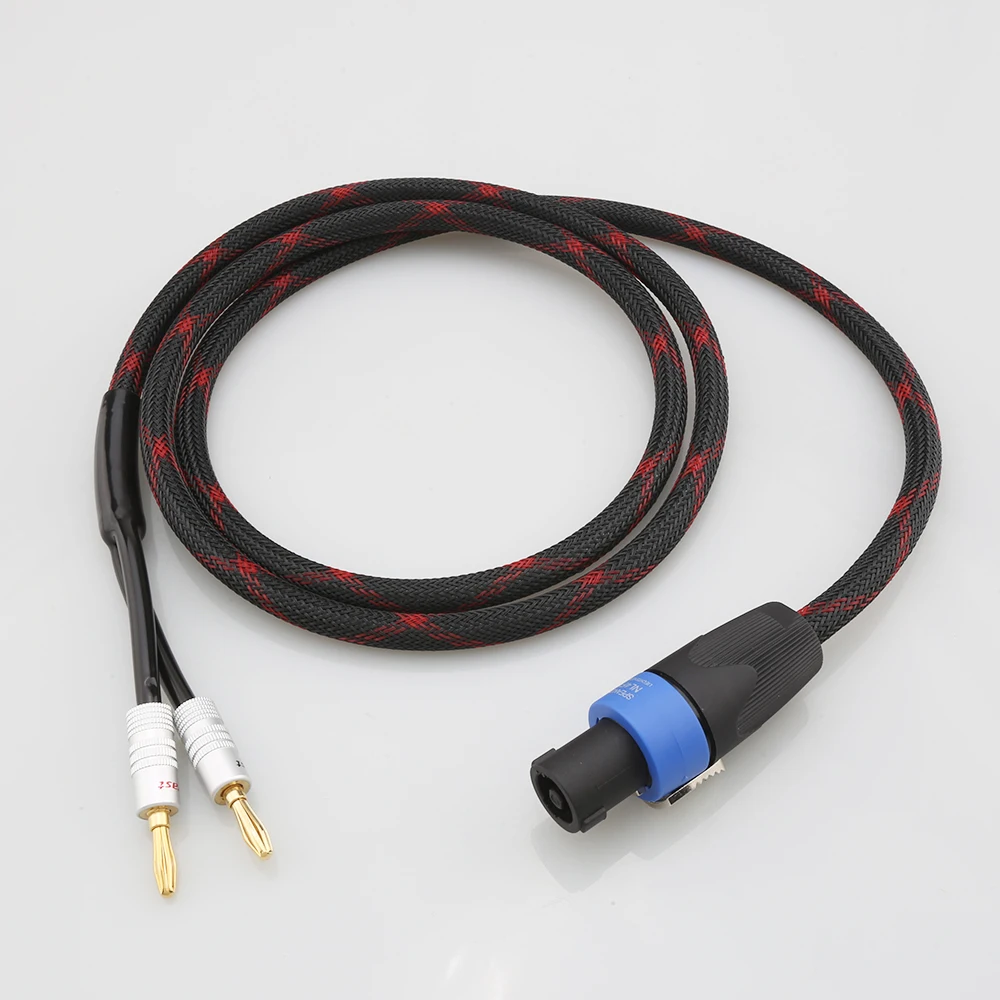 Audiocrast HiFi Sub Speaker Cable Speakon to dual Banana plug Subwoofer Audio Cable