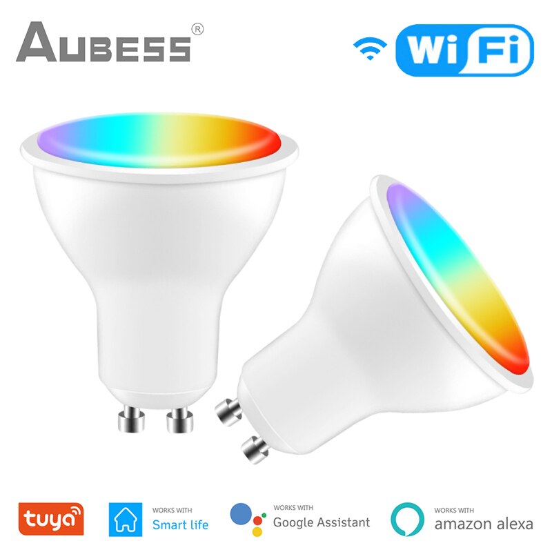 Aubess Tuya Wifi Smart Gu10 Led Lamp Spotlight 4W Rgb + Cw Lamp Smart Leven App Voice Control werkt Met Alexa Google Thuis