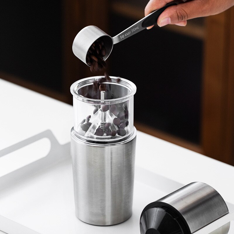 Refillable Stainless Steel Ceramic Grinding Electric Core Coffee Grinder Adjustable USB Charging Grinding Bean Brewing Integrate