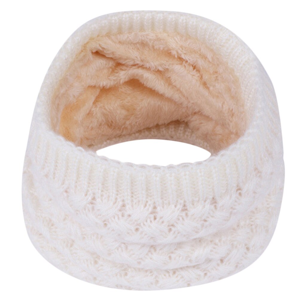 3-15 years KIDS Winter Scarf For Children Knitted Baby Ring Scarf Children Scarf Neck Cotton Thickened Collar Scarves For Girl: White