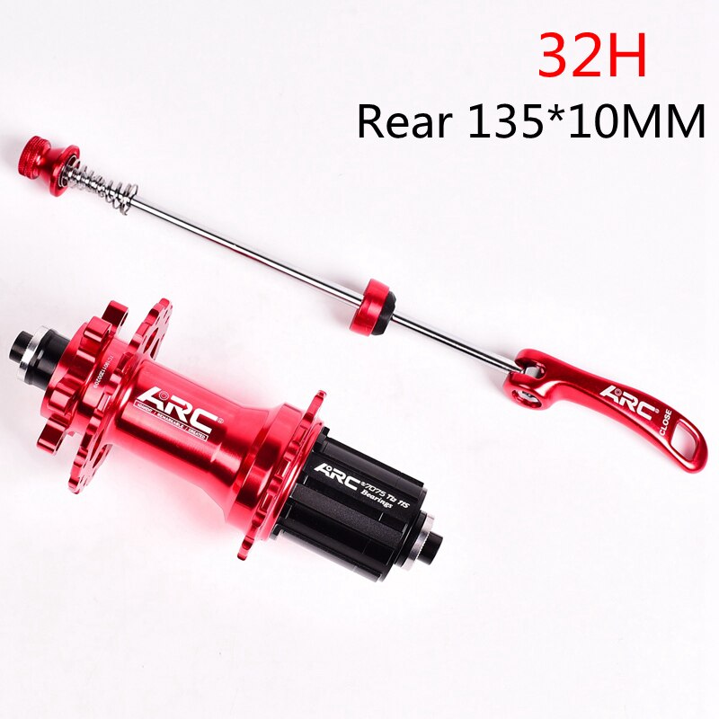 Mtb Mountainbike Hub Quick Release Set Fiets Hub Arc Fiets Hubs Sealed Bearing 32 28 36 Gaten Schijfrem qr 4 Lagers 4 Pallen: 006 32H Red rear hub