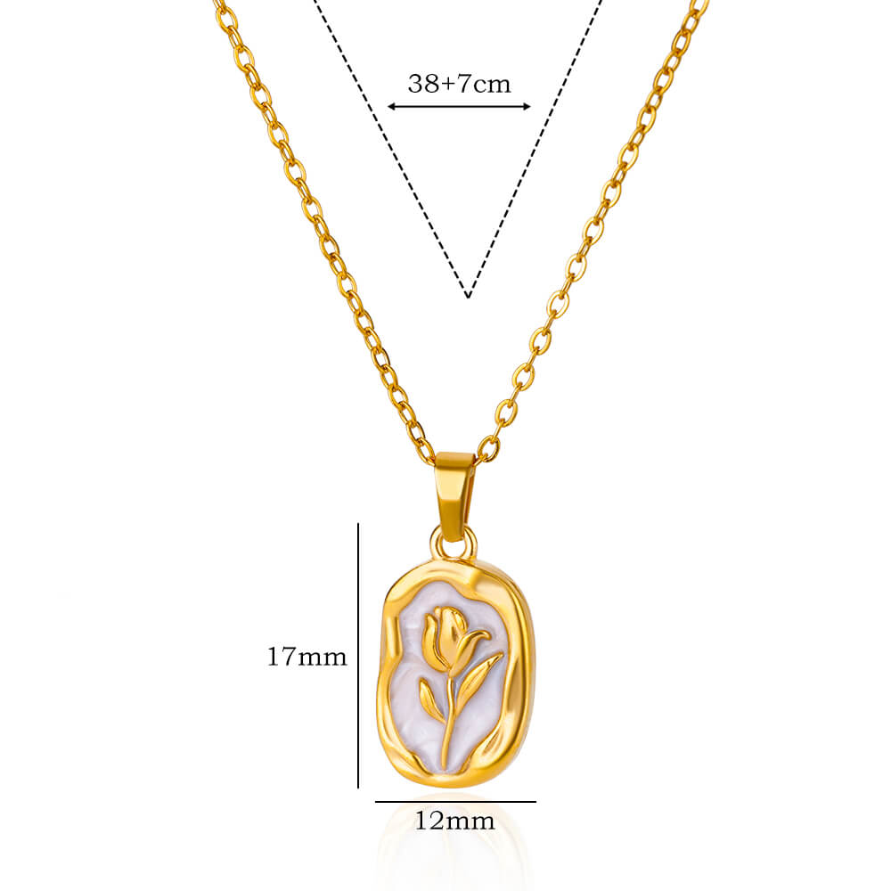 Colares com pingente de rosa para mulheres, cor dourada, flora, à prova d'água, casal de casamento, estética, aço inoxidável, joias: Cor dourada amarelo claro