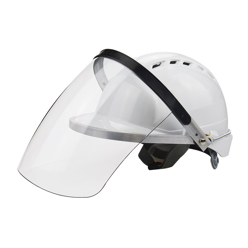 Veiligheid Helm Gezicht Scherm Transparante Elektrische Lassen Gepolijst Anti-Splash Volledige Bescherming Gezicht Harde Hoed Spuiten Maaien Werk: WHITE