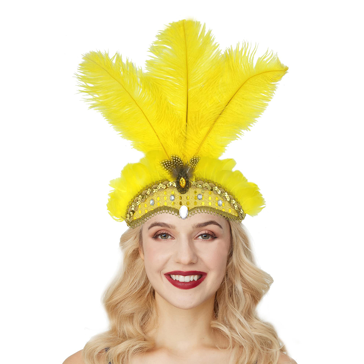 Karneval fjer hovedbeklædning jul showgirl pandebånd hovedbeklædning hawaii halloween hårbånd fjer hovedbeklædning hårtilbehør: Himmelblå