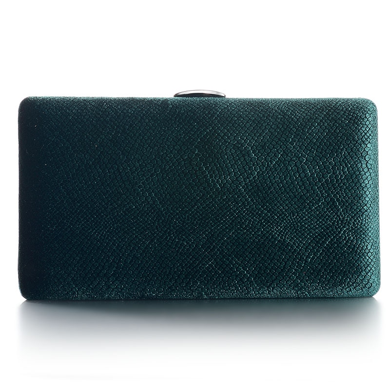 Dark Green Velvet Hard Case Box Clutch Evening Bags and Clutch Purses Handbags with Shoulder Chain for Ball Party Prom