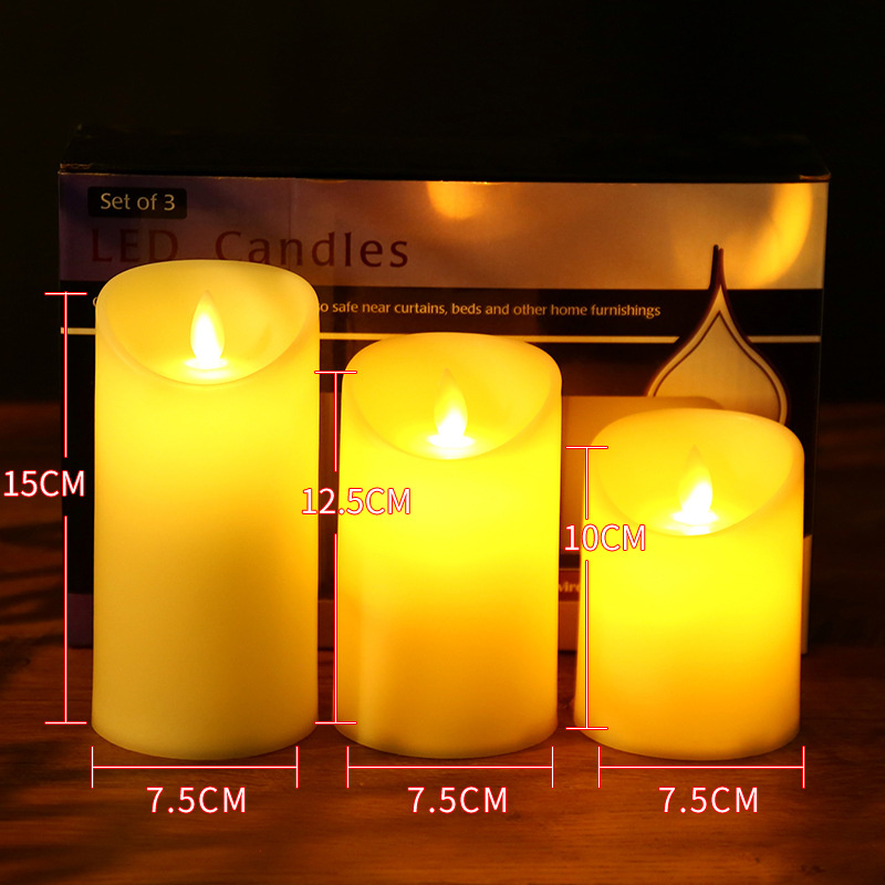 3Set Moving Flame Led Candle Lights AA Battery Operated LED Pillar Candles with Remote Flickering Tealight Wedding Party Decor: cameo