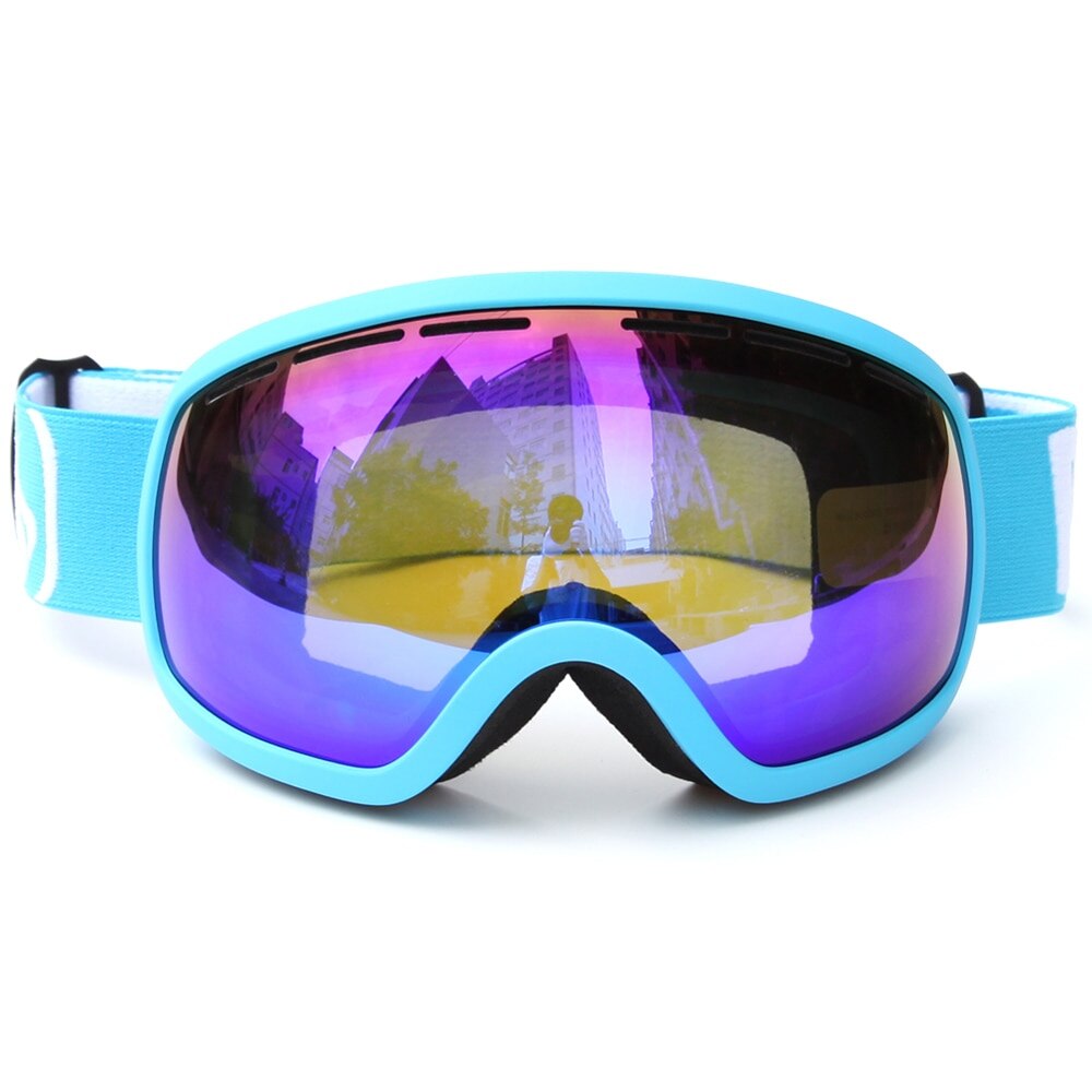 Benice Ski Goggle Sneeuw Bril/Uv-Bescherming Multi-color Dubbele Anti-Fog Lens Snowboard skiën Goggle Met Gratis Tas: Blauw