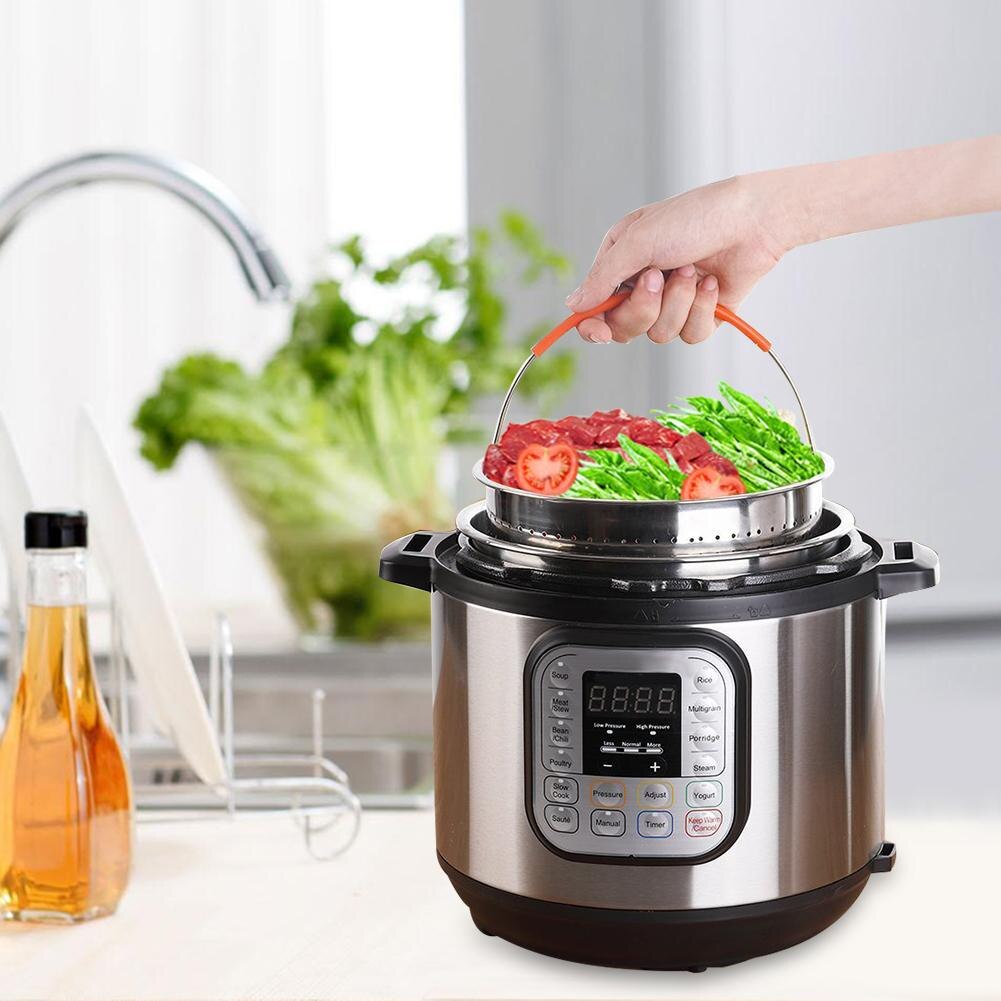 304 Stainless Steel Steamer Basket Instant Pot Accessories for 6 Qt Instant Pot Pressure Cooker with Silicone Covered Handle