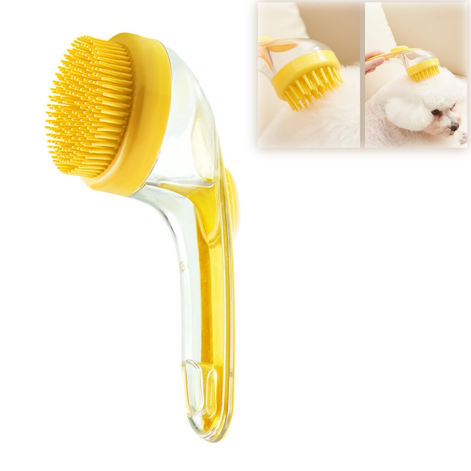 Brosse de bain en silicone souple pour animaux de compagnie avec long manche, distributeur de shampoing, massage doux pour le toilettage, les livres, la fourrure et les cheveux, 1PC: Rose