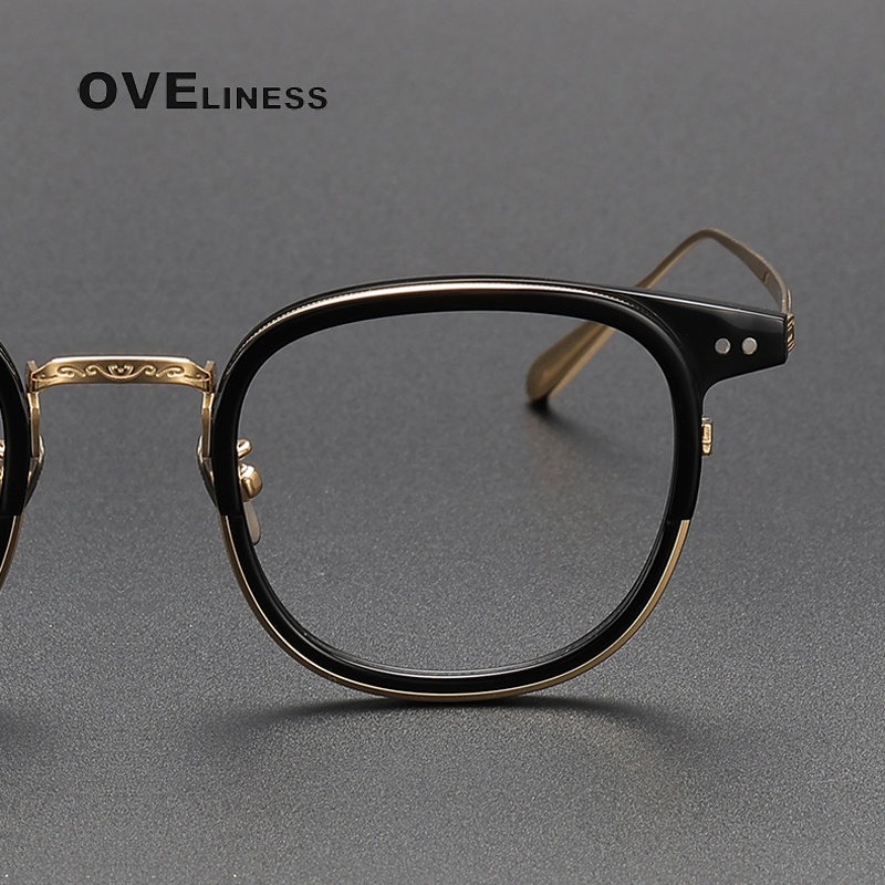 Montura de gafas de acetato de titanio 2024, monturas de gafas redondas para hombres y mujeres, gafas Retro Vintage, gafas completas