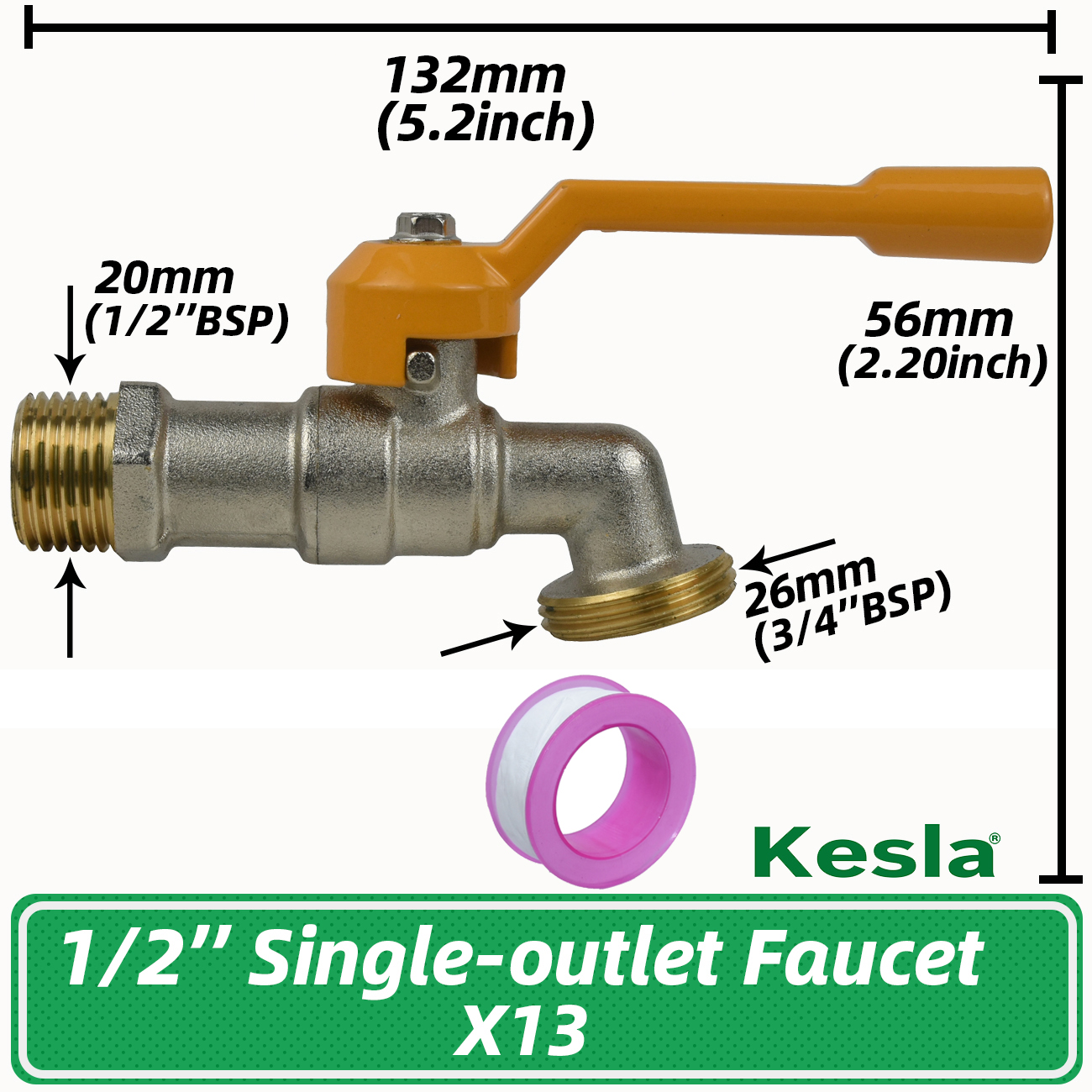 Garden 1/2'' 3/4'' Brass Water Faucet Water Splitter 1-Way 2-Way Connector Coupling Adapter Valve Switch Irrigation Tap Replace: WHITE