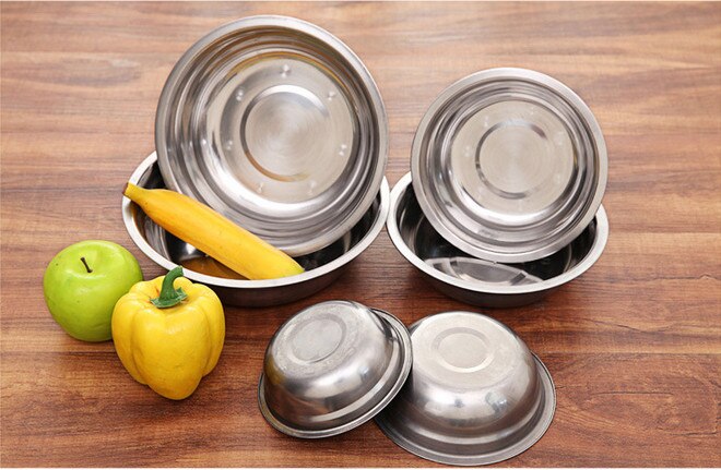 4pcs/set Stainless Steel Tray Dish Salad Hotel Tableware Fish Plate Barbecue Plate Kitchen Cooking Tool Bowl Soup Plate Canteen