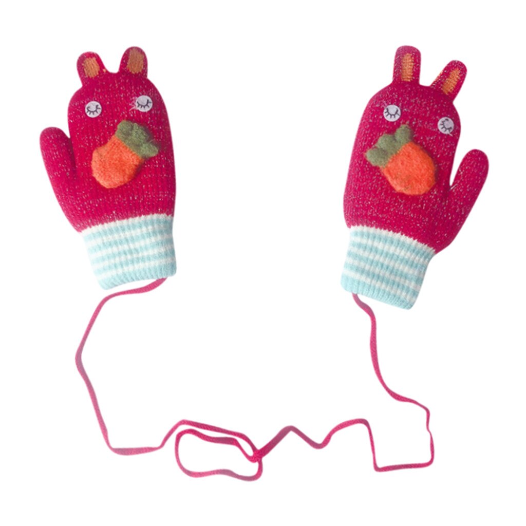 Baby Cartoon Full Finger Warm Gloves Thicken Knitted Mittens Gloves Toddler Boys Girls Cute winter mitten Guantes de bebe