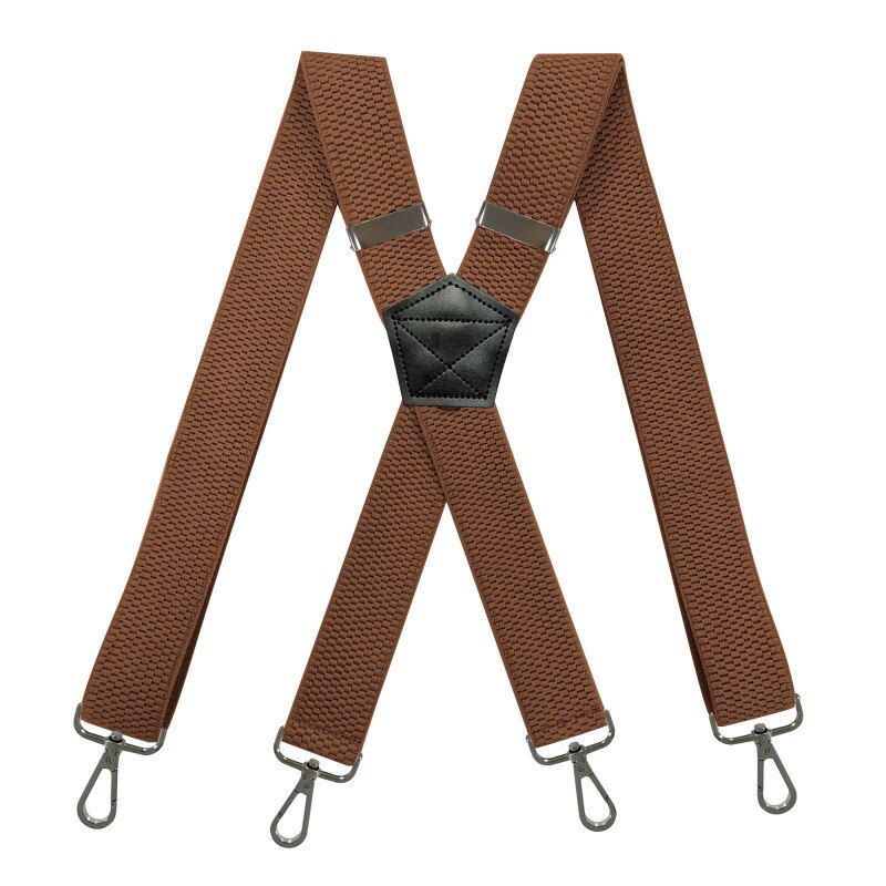 Heren Bretels 3.8Cm Breed X-Vorm Met 4 Swivel Snap Haken Verstelbare Elastische Biker Snowboard Broek Bretels zware Werk: Camel