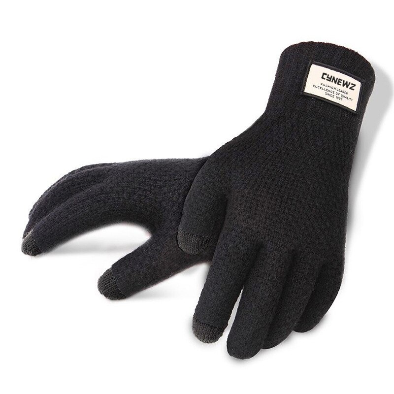 Vinter efterår mænd strikkede handsker touch screen mandlige tykkere varm uld cashmere solide handsker mænd vante business