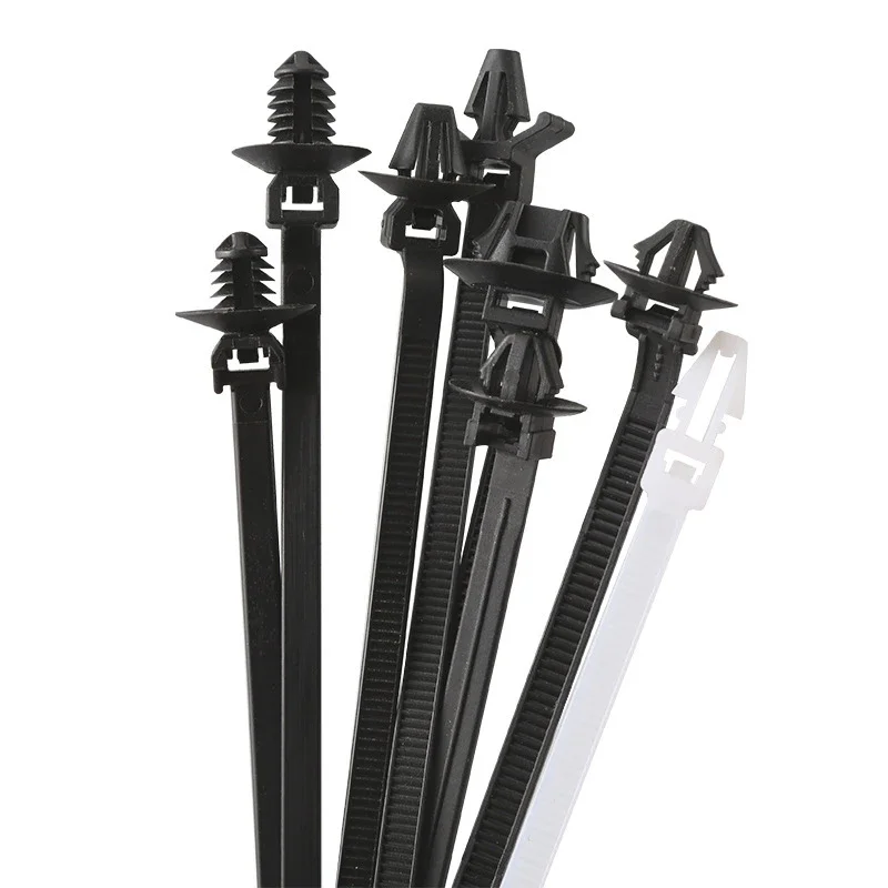 Samochodowe nylonowe opaski kablowe Stałe klipsy mocujące Pasek Samoblokujące nylonowe opaski kablowe Mocowanie węża samochodowego Zamek błyskawiczny Stałe Mocne Praktyczne