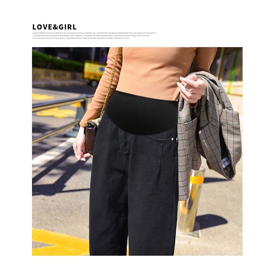 Winter Fleece Loose Cooton jeansy ciążowe ciążowe spodnie ciążowe dżinsy typu Boyfriend spodnie ciążowe dla kobiet w ciąży ubrania
