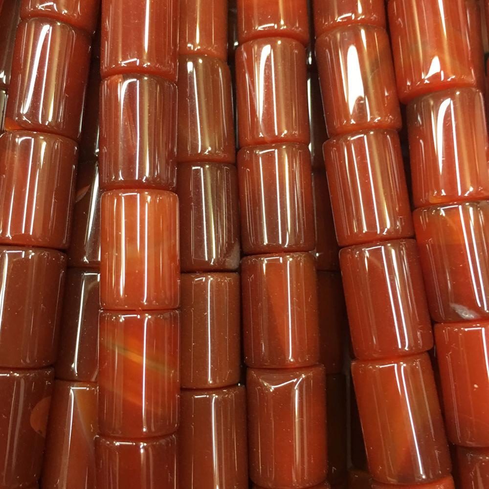 Free shippping jewelry Colorful Carnelian Cylinder Loose Beads Jewelry WFH702: Red G8885