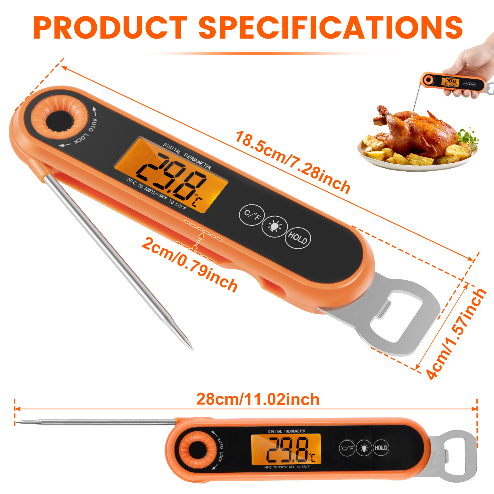 Food Thermometer Grill Temperature Measuring Meat Digital Thermometer Water Milk Cooking Food Probe Outside BBQ Oven Thermometer
