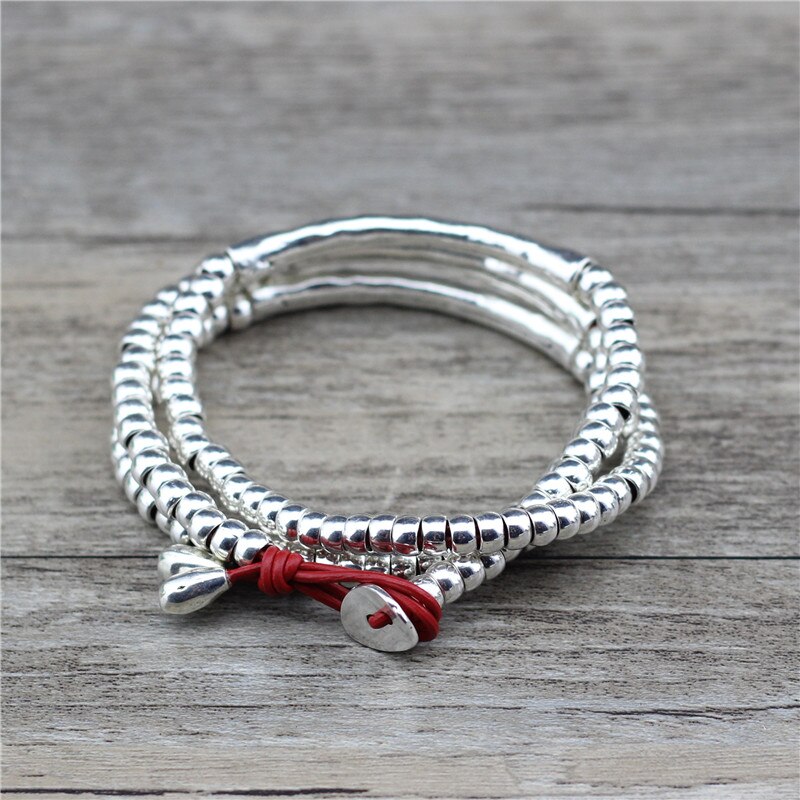 Anslow Sieraden Handgemaakte Diy Elleboog Vintage Retro Lederen Armband Voor Vrouwen Mannen Christmas LOW0823LB