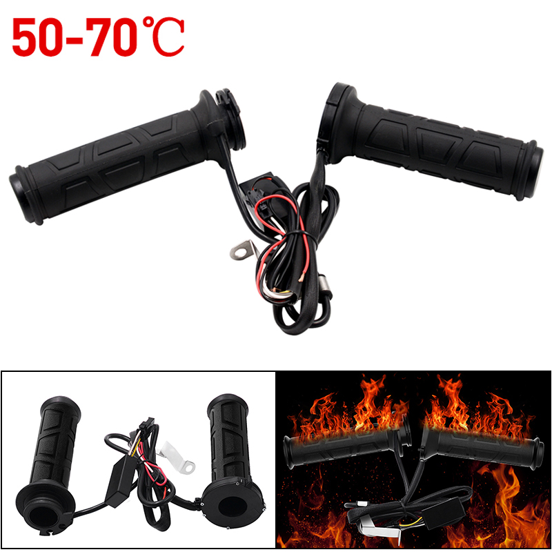 Maniglie riscaldate per moto universali da 22 mm Manopole modellate per motoslitta ATV Scooter Electri Manubrio caldo Regolare la temperatura più calda 12V