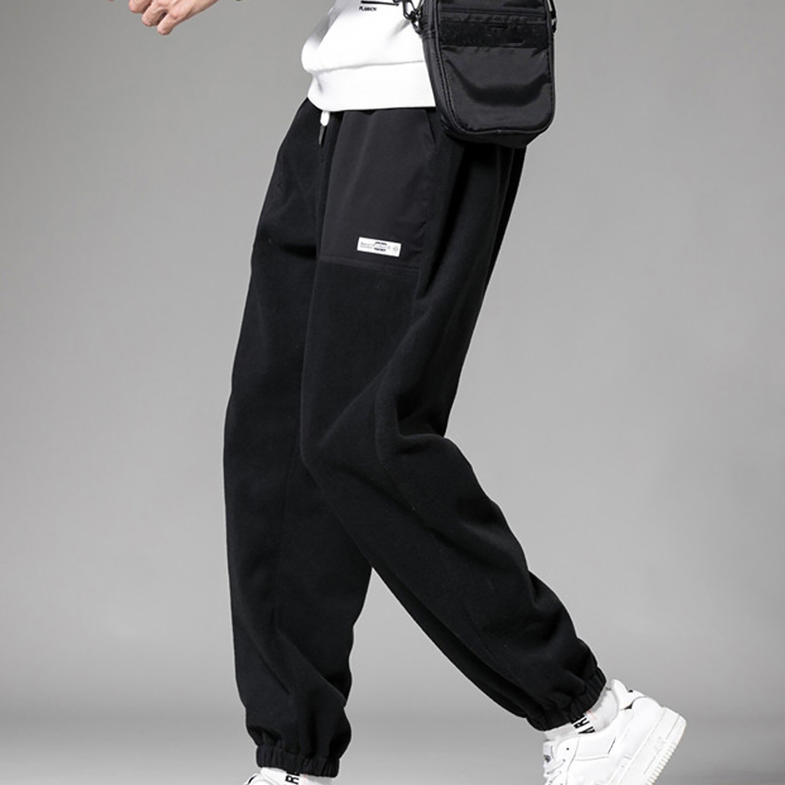 Men's Sports Pant Autumn Winter Casual Solid Color Streetwear Keep Warm Plus Velvet Long Pants Trousers Fitness Running Pants@40