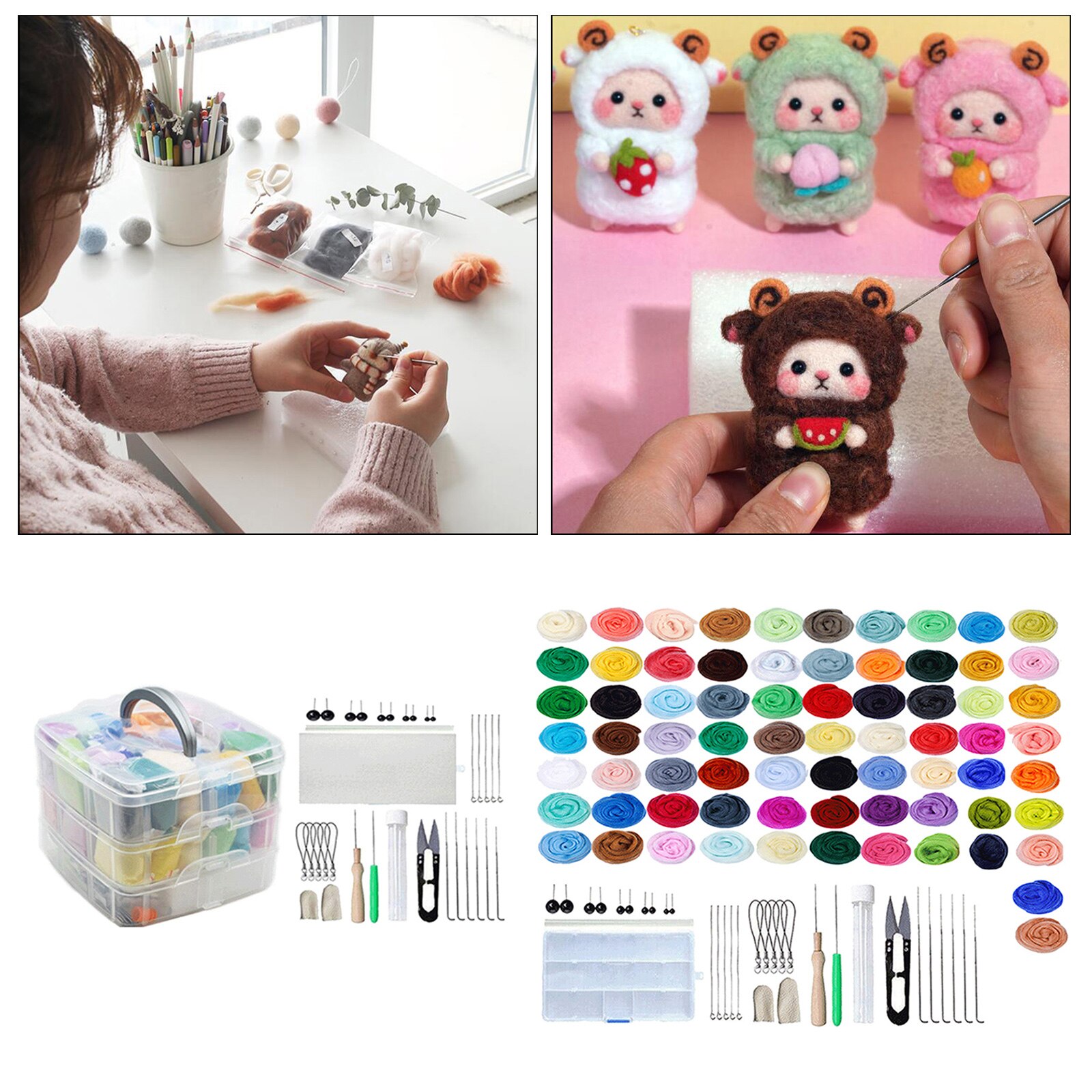 Needle Felting Kit Felt Work Tools Pad Scissor Felted Crafting