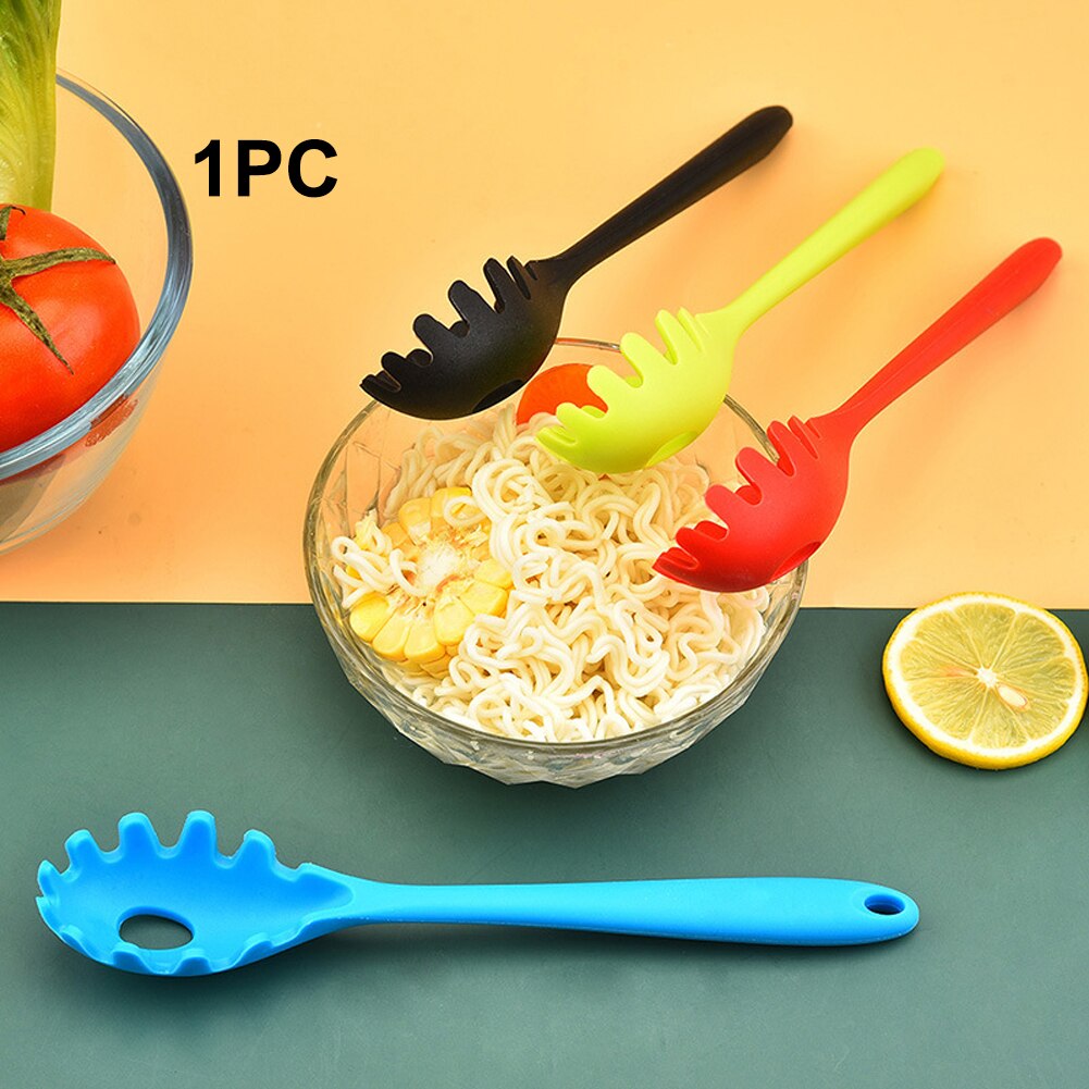 Spoon Heat Resistant Noodle Pasta Fork Home Kitchen Cooking Tool Soft Silicone Long Handle Practical Mini Portable Ergonomic