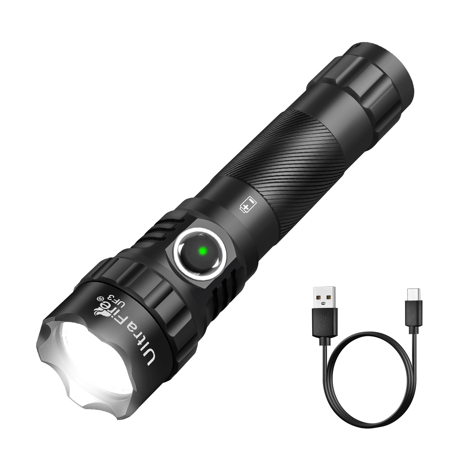 Lampe de poche tactique UltraFire UF3 1200 lumens Lampe de poche de police avec étui pour ceinture de service Lampe de poche des forces de l'ordre avec support de ceinture Petite torche LED rechargeable: Bleu