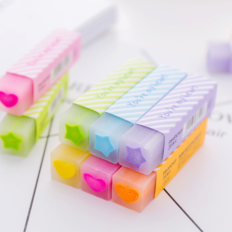 Søt kawaii godteri farge stjerne tegning blyant gummi viskelær kjærlighet kontor skole skrivemateriell for barn