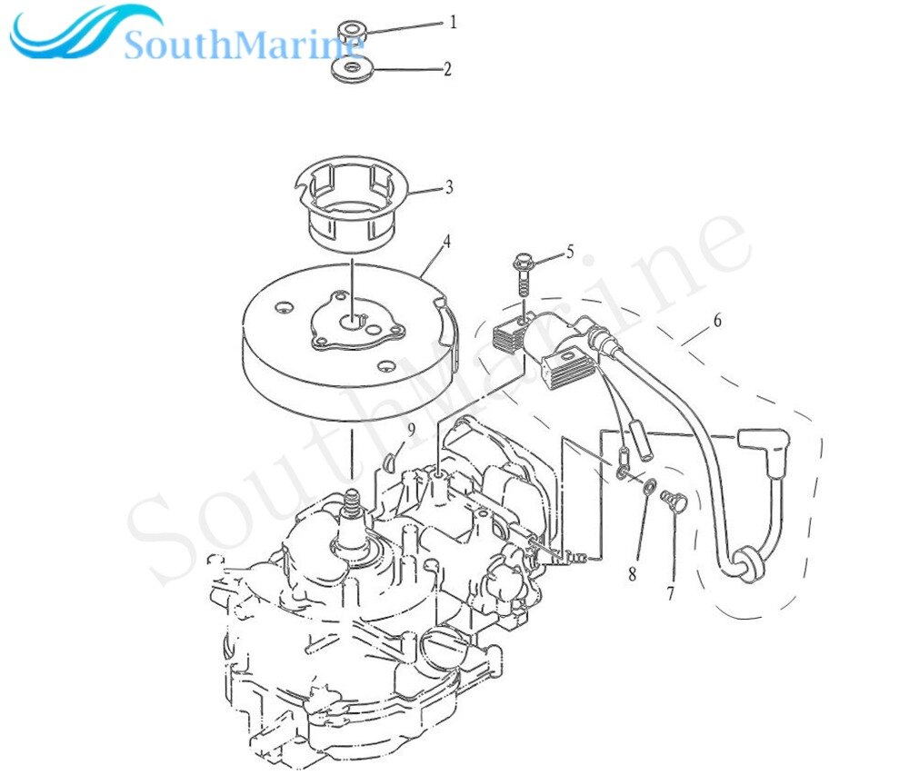 Veneen moottori sytytyspuola  f4-04000038 parsun hdx 4- tahti  f4 f5 bm perämoottori, sytytys mutkainen assy