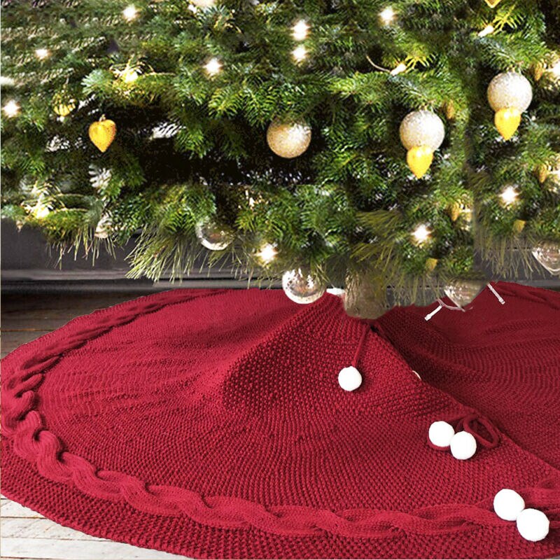 Kerstboom Mat Rok Gebreide Wollen Vloerkleed Cover Tapijt Xmas Party Home Decor