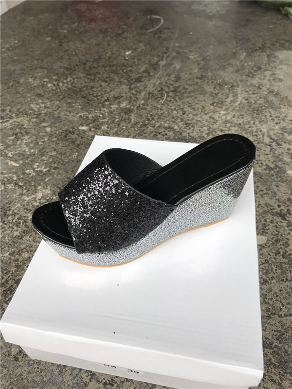 Summer Ultra High Wedges Heel Sandals Open Toe Platform Elevator Women Sandals Shoes Plus Size Pumps: Black / 8