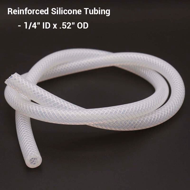 Reinforced Silicone Tubing 1/4" ID X .52" OD Priced by the Meter Food Grade Silicone Homebrew Tubing